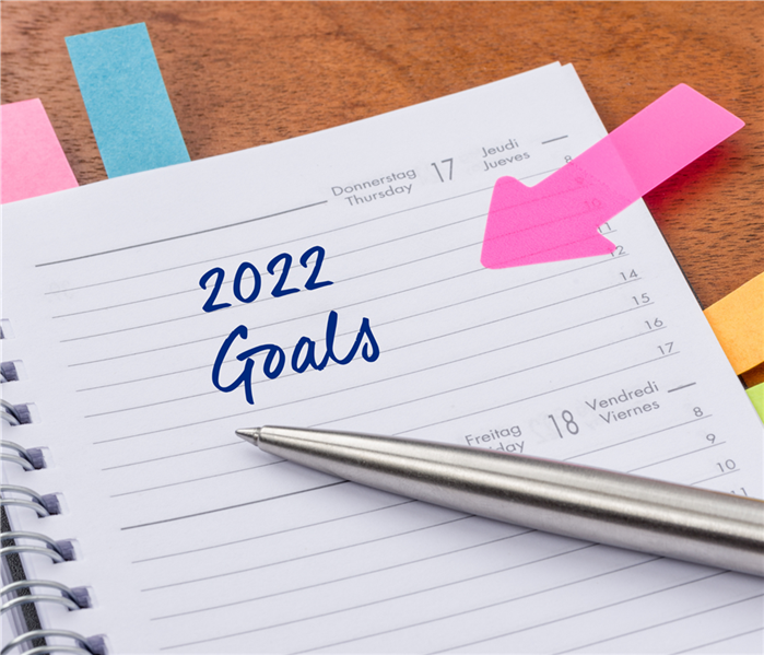 calendar planner with the words goals 2022 written on it